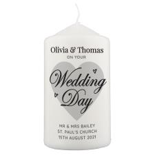 Personalised On Your Wedding Day Pillar Candle